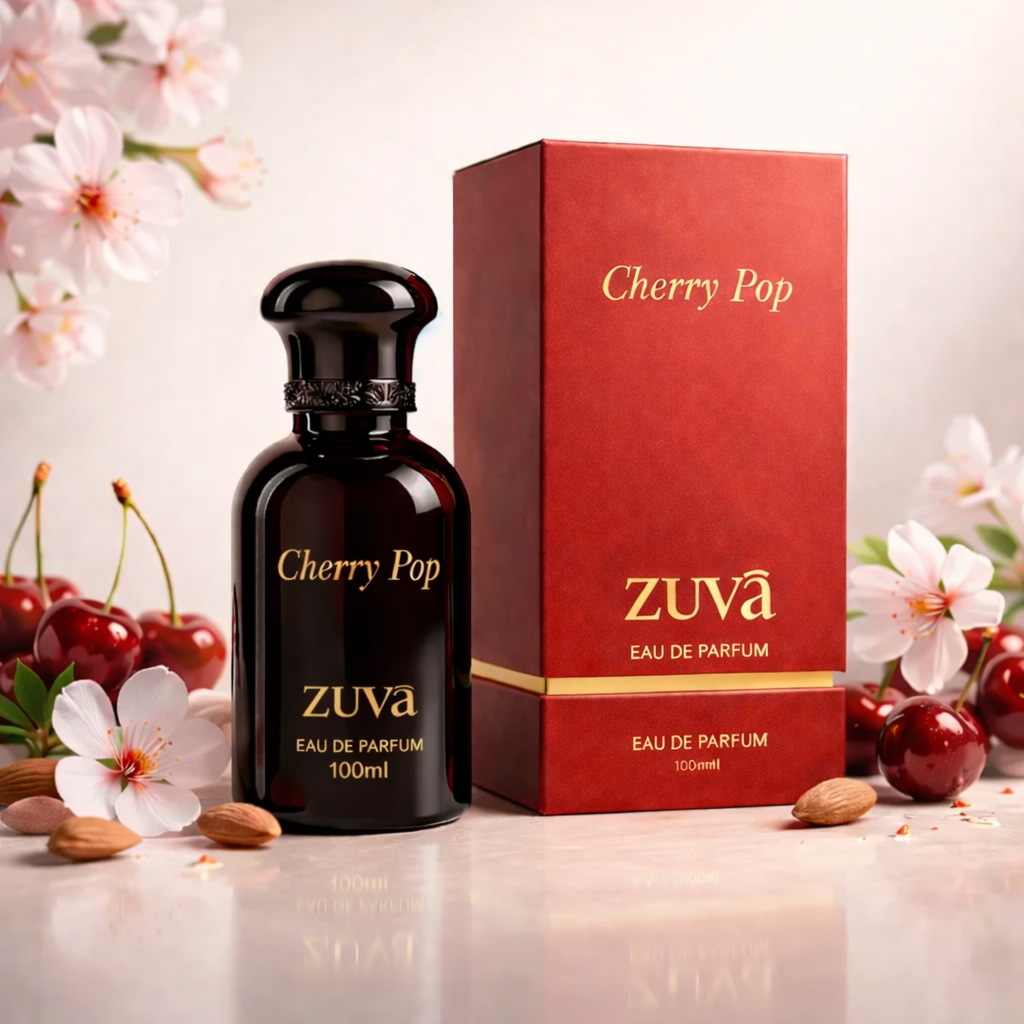 ZUVA Perfumes Cherry Pop Eau de Parfum 100ml – Sweet Fruity Cherry & Almond Fragrance for Women | Long-Lasting Gourmand Perfume