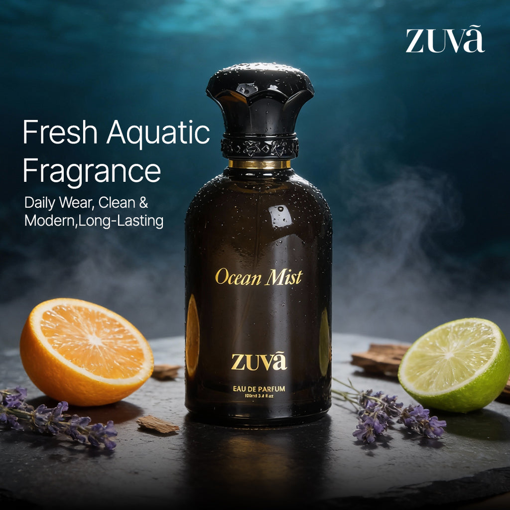 ZUVA Perfumes Ocean Mist Eau de Parfum 100ml – Fresh Aquatic Citrus Fragrance for Men | Long-Lasting Perfume with Bergamot, Grapefruit & Musk
