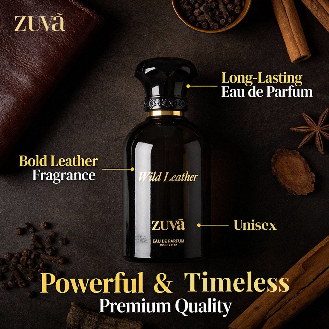 Wild Leather Eau de Parfum 100ml – Unisex Long-Lasting Arabic Leather & Oud Fragrance with Cardamom, Saffron, Patchouli & Vetiver