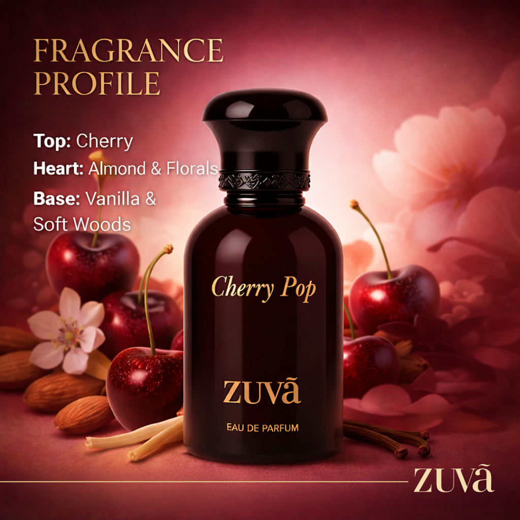 ZUVA Perfumes Cherry Pop Eau de Parfum 100ml – Sweet Fruity Cherry & Almond Fragrance for Women | Long-Lasting Gourmand Perfume