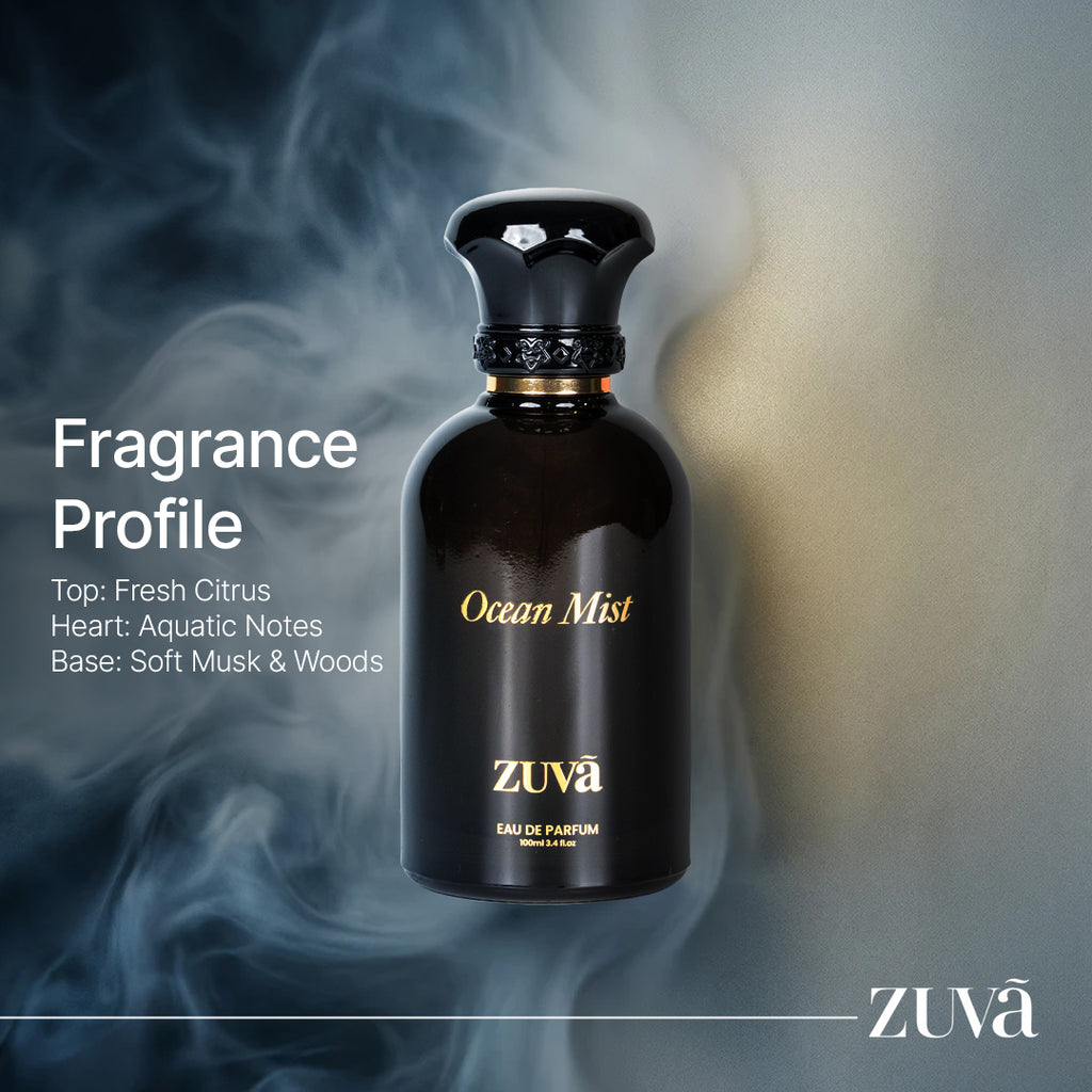 ZUVA Perfumes Ocean Mist Eau de Parfum 100ml – Fresh Aquatic Citrus Fragrance for Men | Long-Lasting Perfume with Bergamot, Grapefruit & Musk