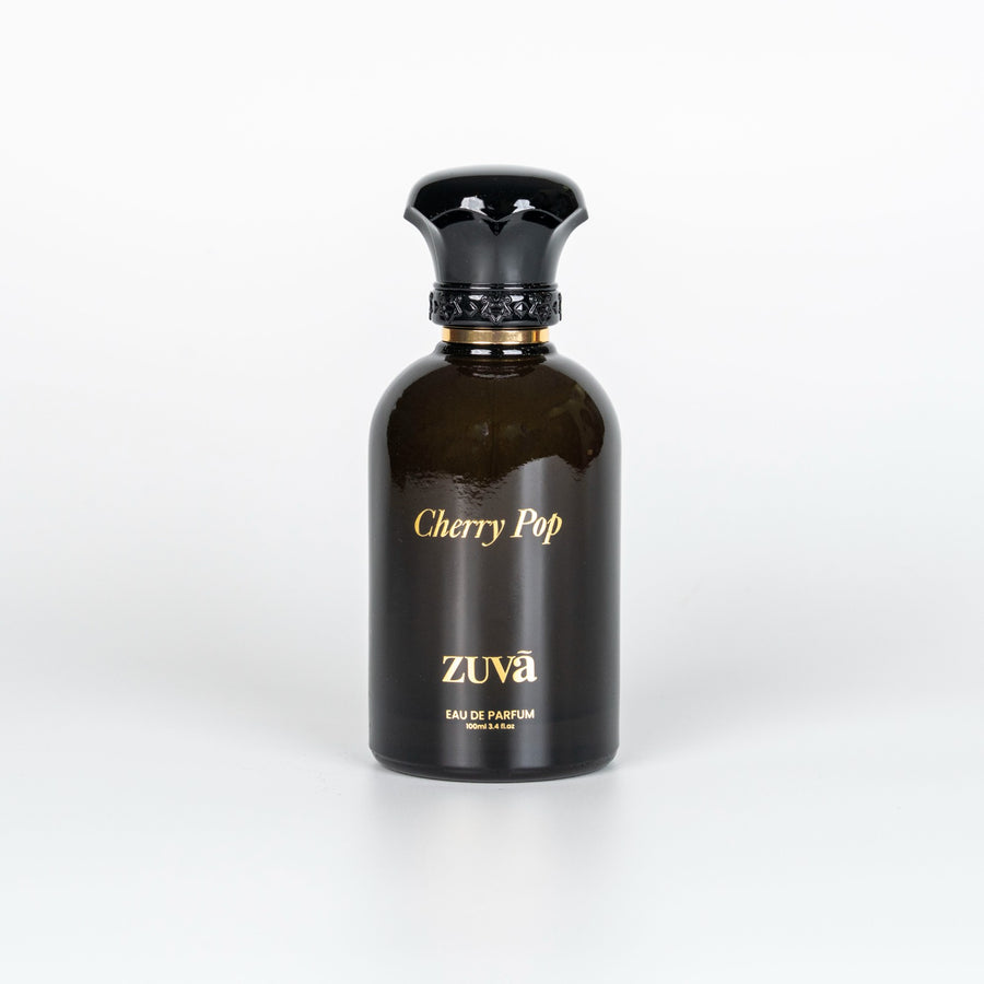 Zuva Cherry Pop perfume bottle on a white background